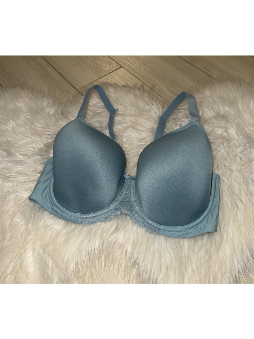 Panache Rocha 10346 Moulded Spacer T-Shirt Bra Lace Trim UW Womens 36E Blue New